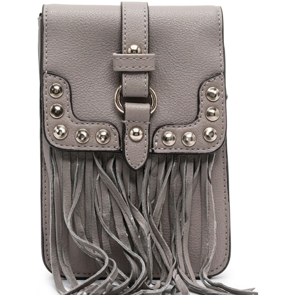 Boho-Chic Fringed Cell Phone Crossbody Bag Stone Embellished Festival Bag